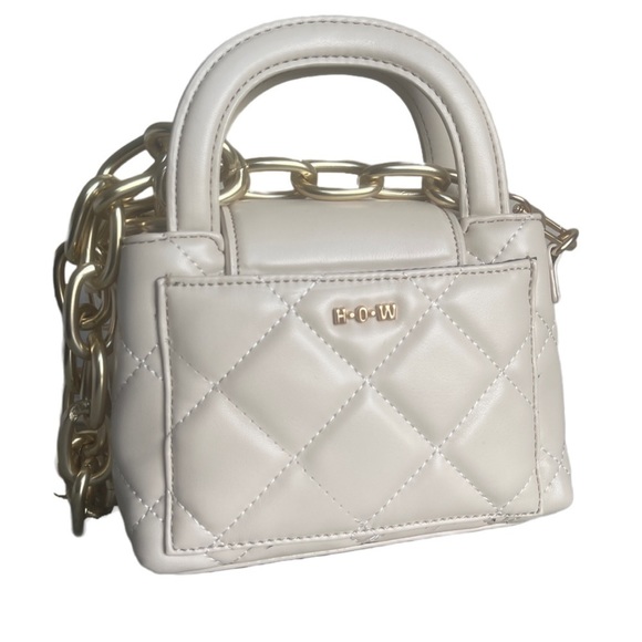 NWT House of Want Faux Pearl Diamond Quilt Mini Satchel - Picture 1 of 5